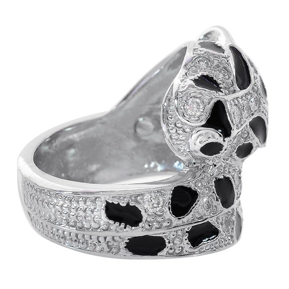 1.00 Carat Diamonds & Black Enamel Panther Ring - Picture 3 of 5